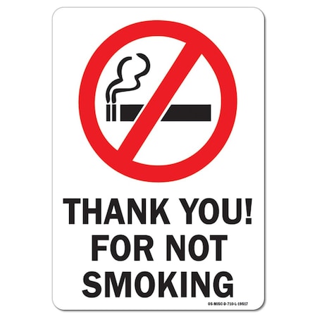 OSHA Decal, Thank You For Not Smoking W/ Graphic, 5in X 3.5in Decal
